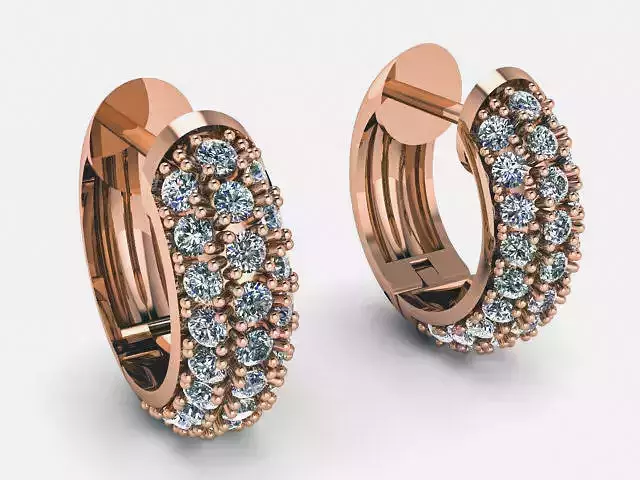 Diamond Hoops Earrings 3D print model Diamond Hoops Earrings 3D print model