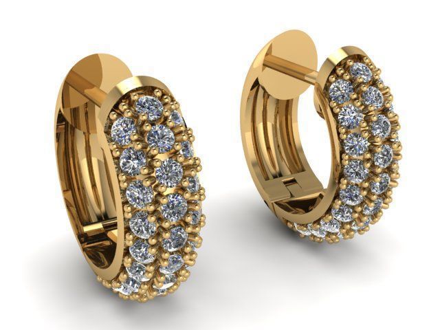 Diamond Hoops Earrings 3D print model_3