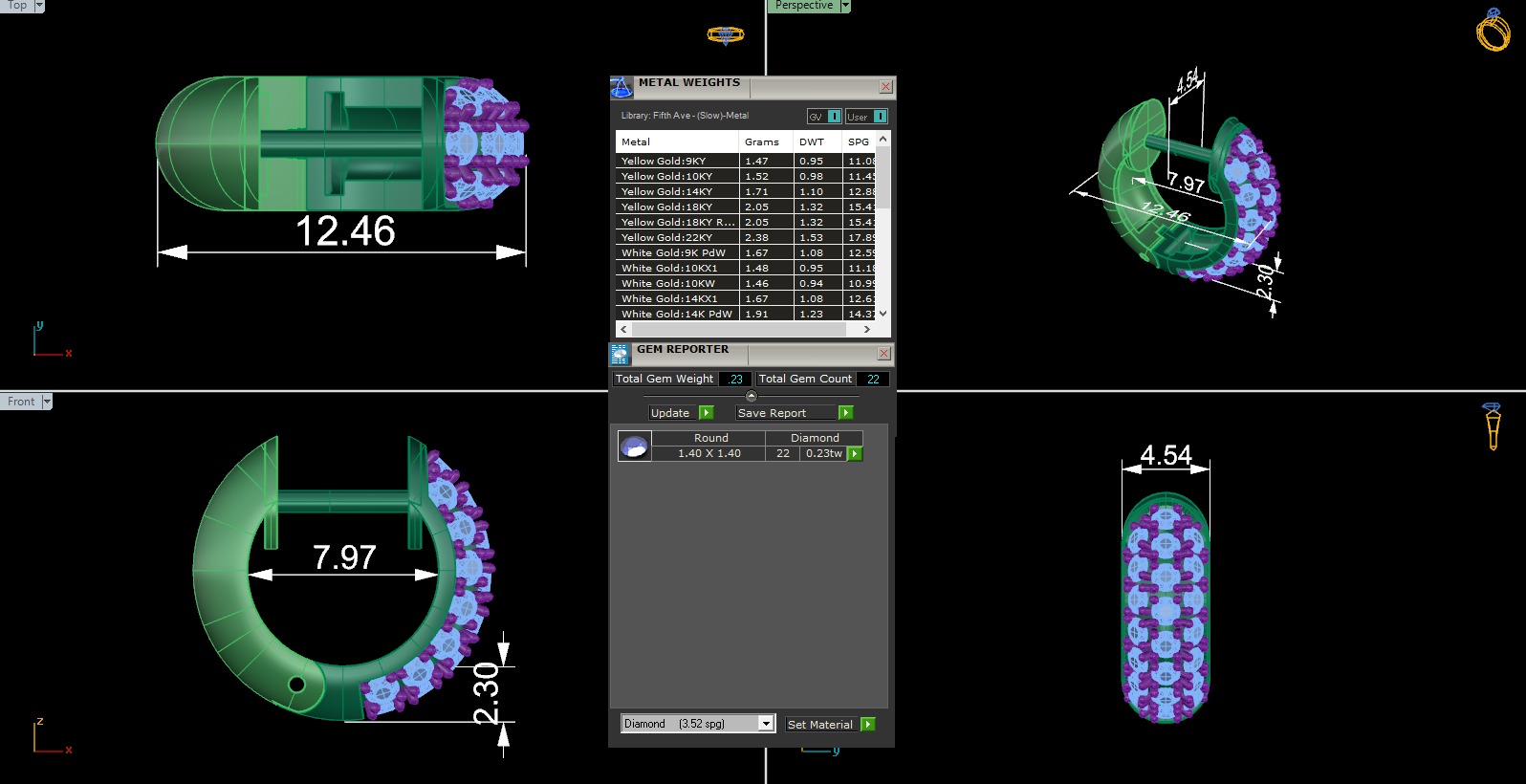 Diamond Hoops Earrings 3D print model_1