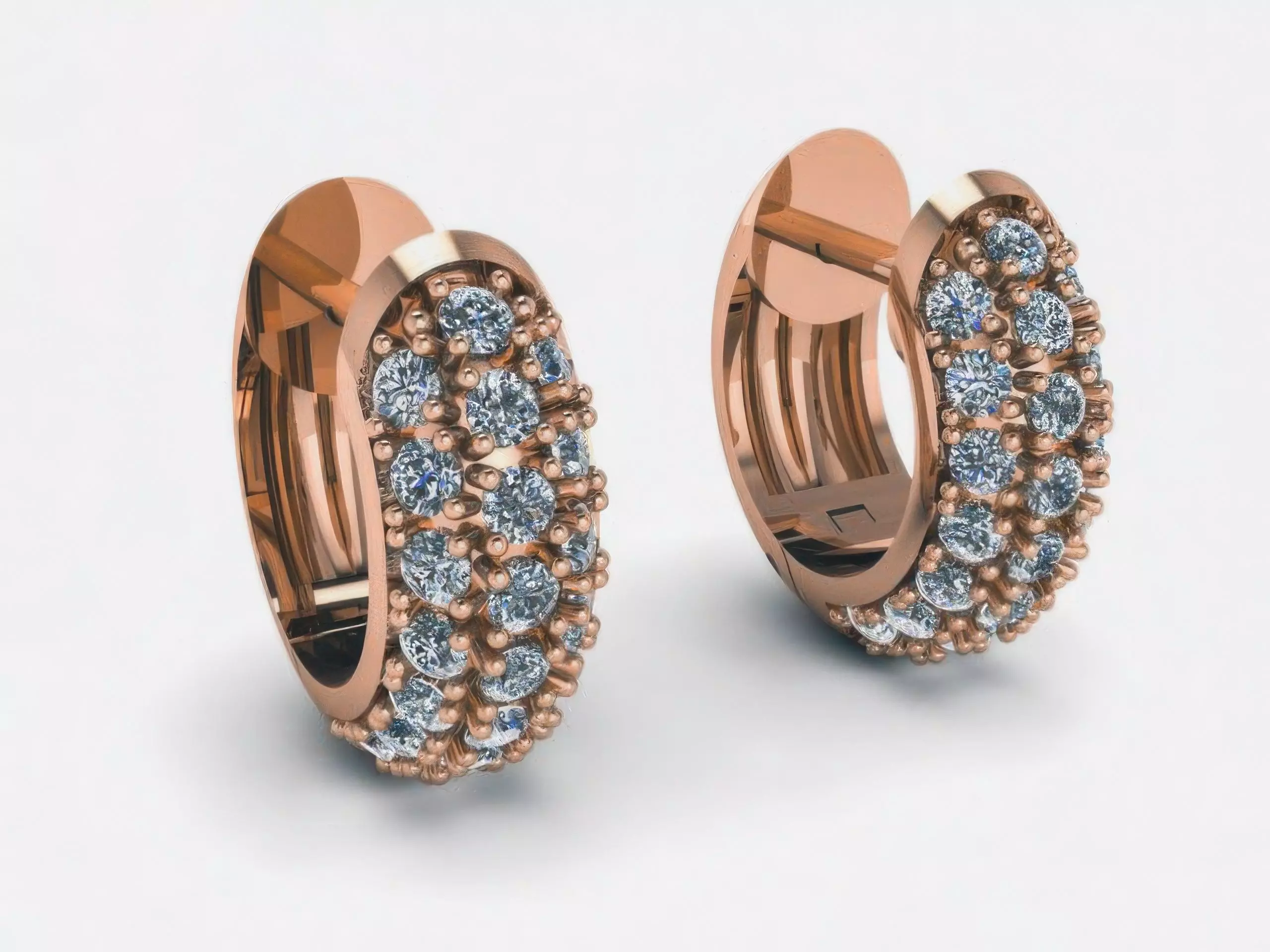 Diamond Hoops Earrings 3D print model_0