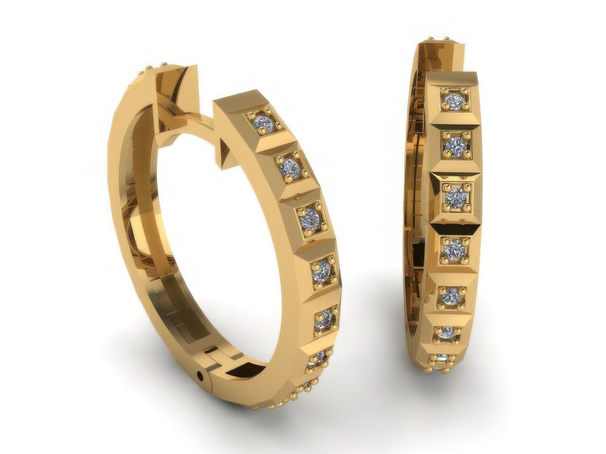 Diamond Hoops Earrings 3D print model_3