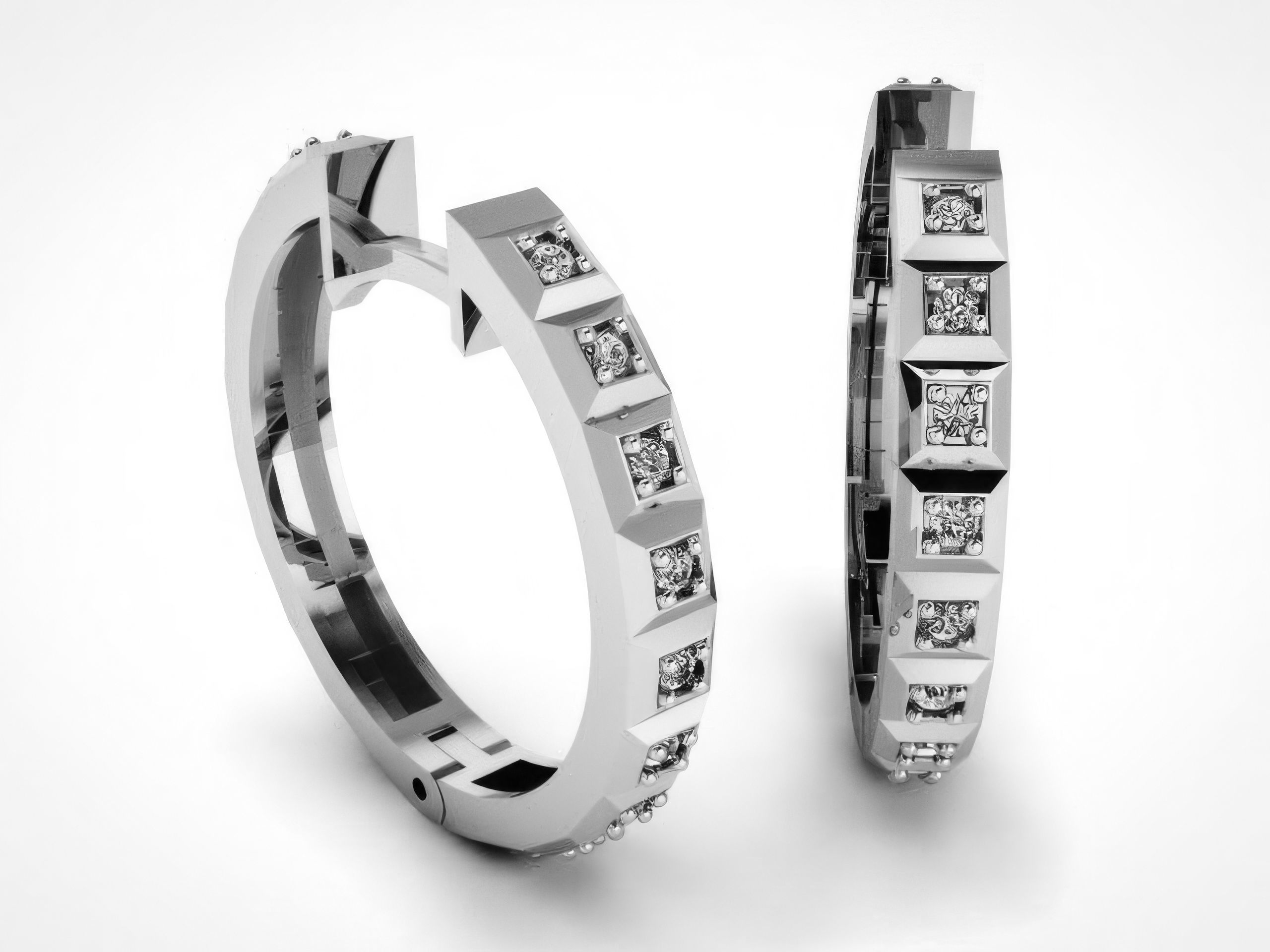 Diamond Hoops Earrings 3D print model_1