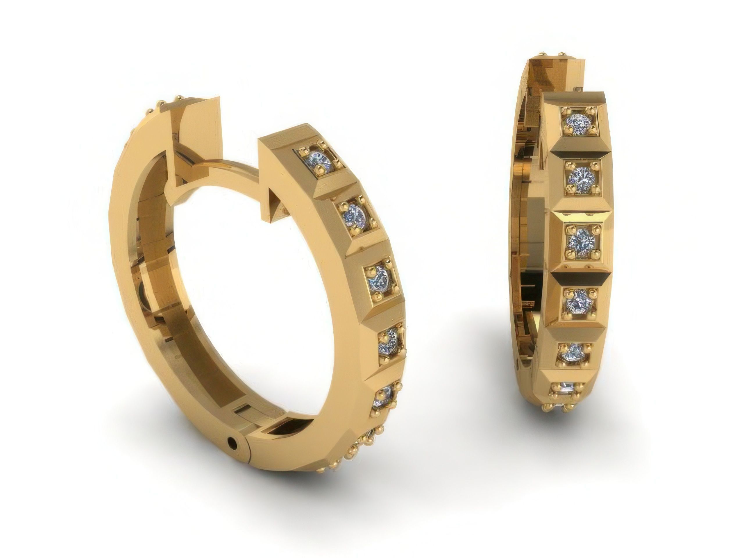 Diamond Hoops Earrings 3D print model_1