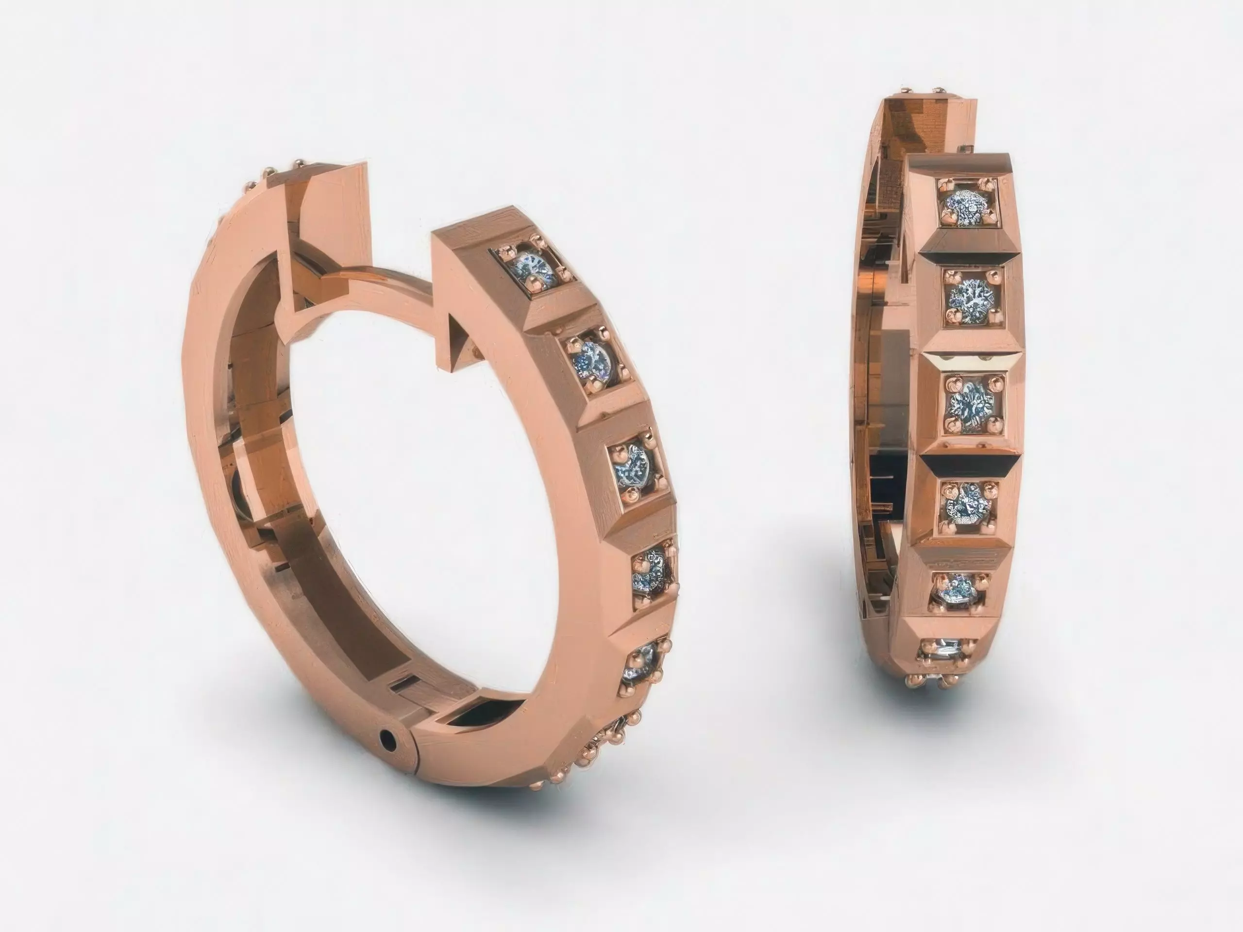 Diamond Hoops Earrings 3D print model_0