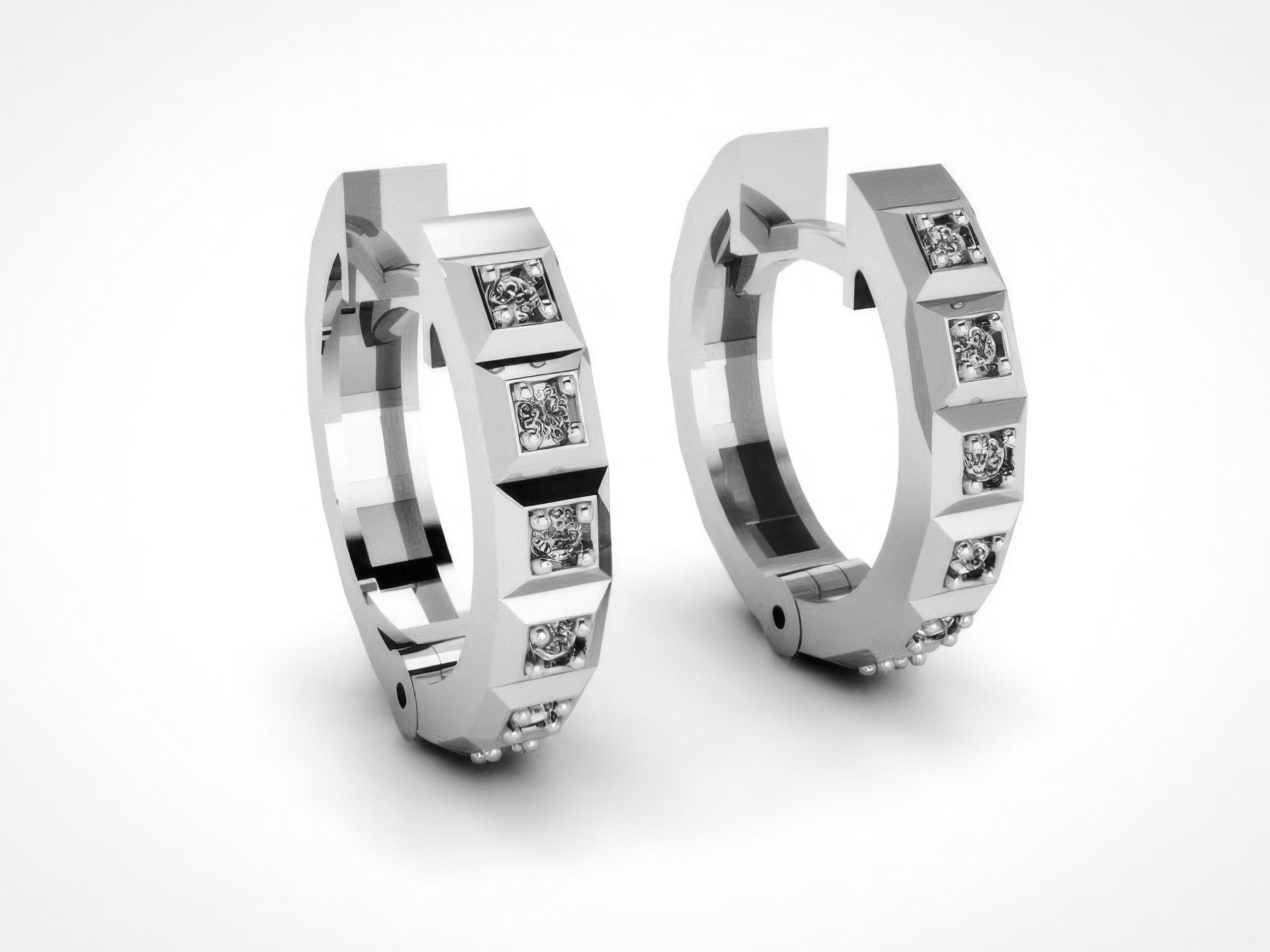 Diamond Hoops Earrings 3D print model_3