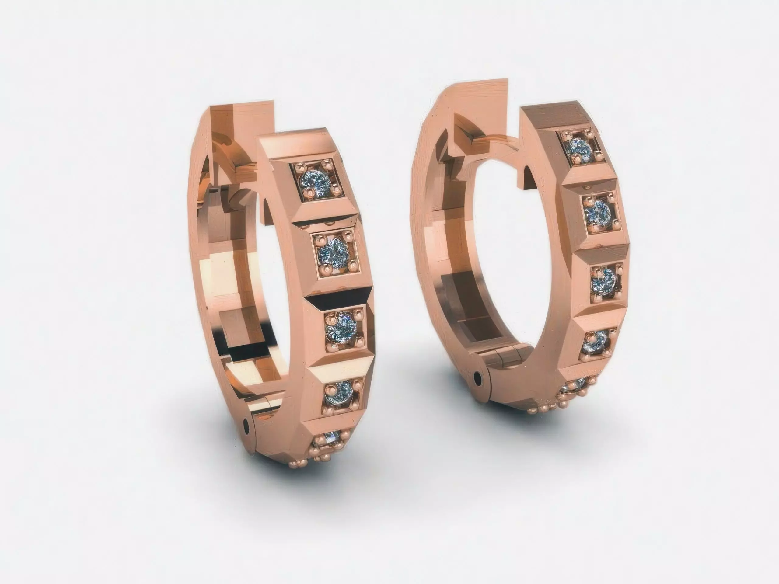 Diamond Hoops Earrings 3D print model_0