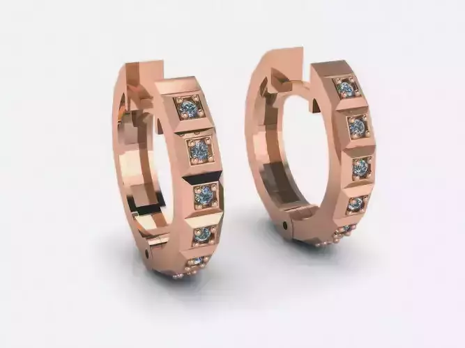 Diamond Hoops Earrings 3D print model Diamond Hoops Earrings 3D print model