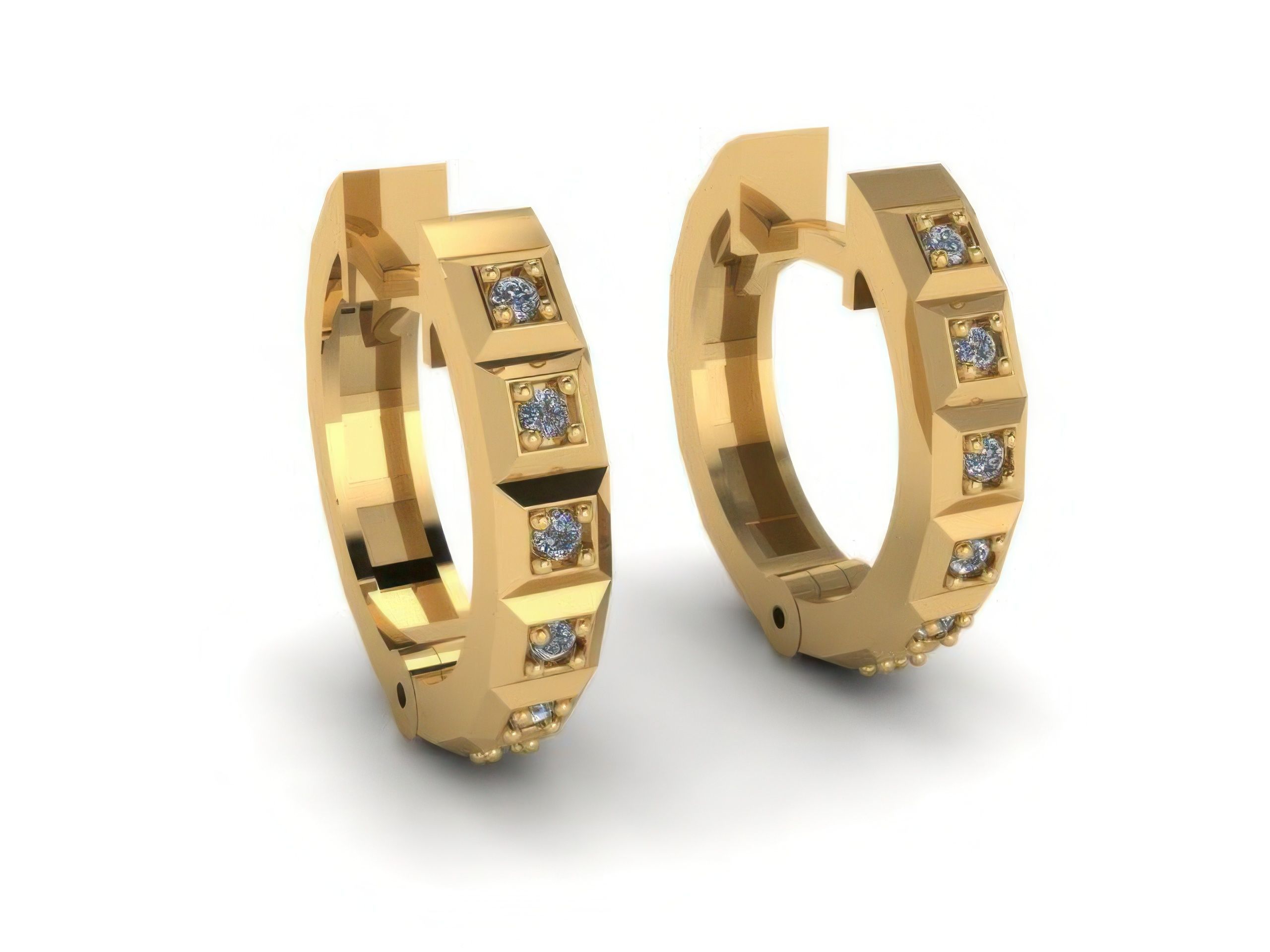 Diamond Hoops Earrings 3D print model_2