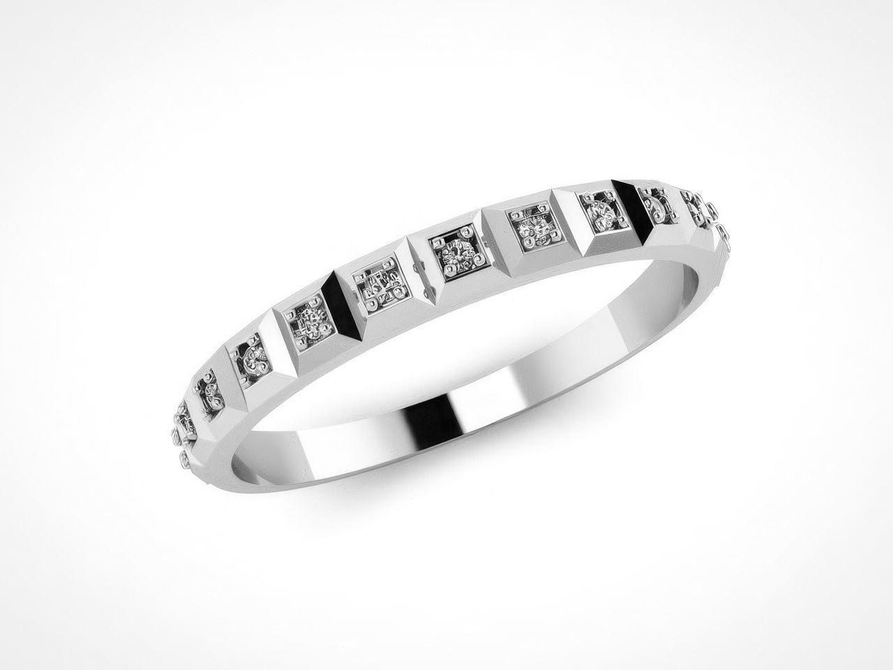 Diamond Band Ring 3D print model_2