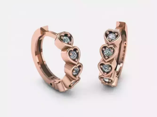 Heart Love Valentine Diamond Hoops Earrings