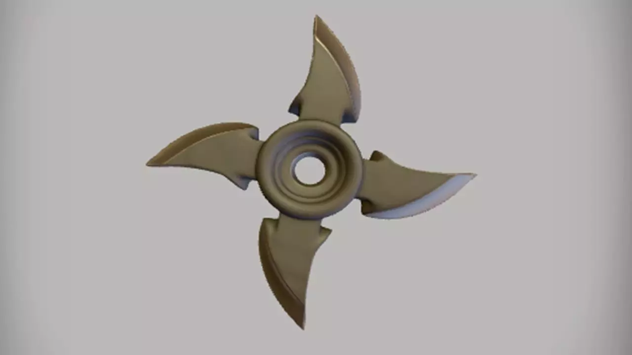 metal throwing star weapon Shuriken 3D model_0