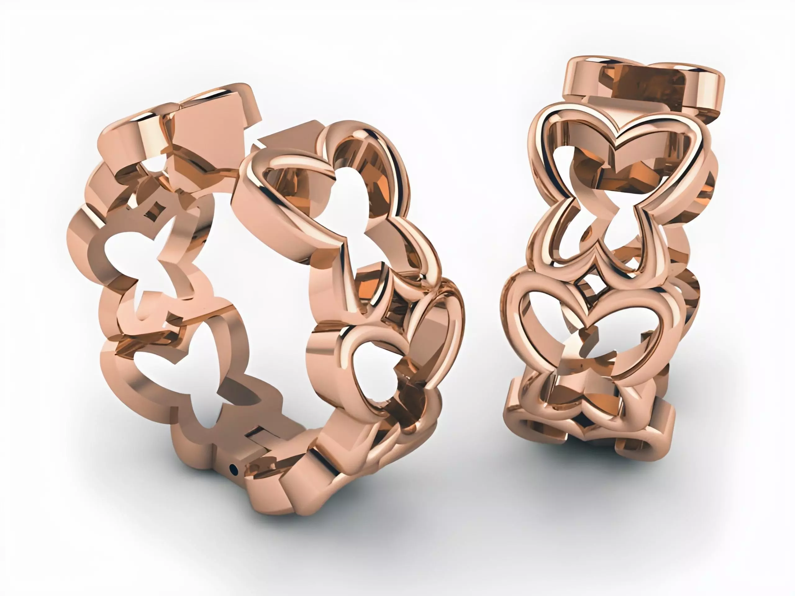 Butterfly Plain Gold Hoops Earrings 3D print model_0