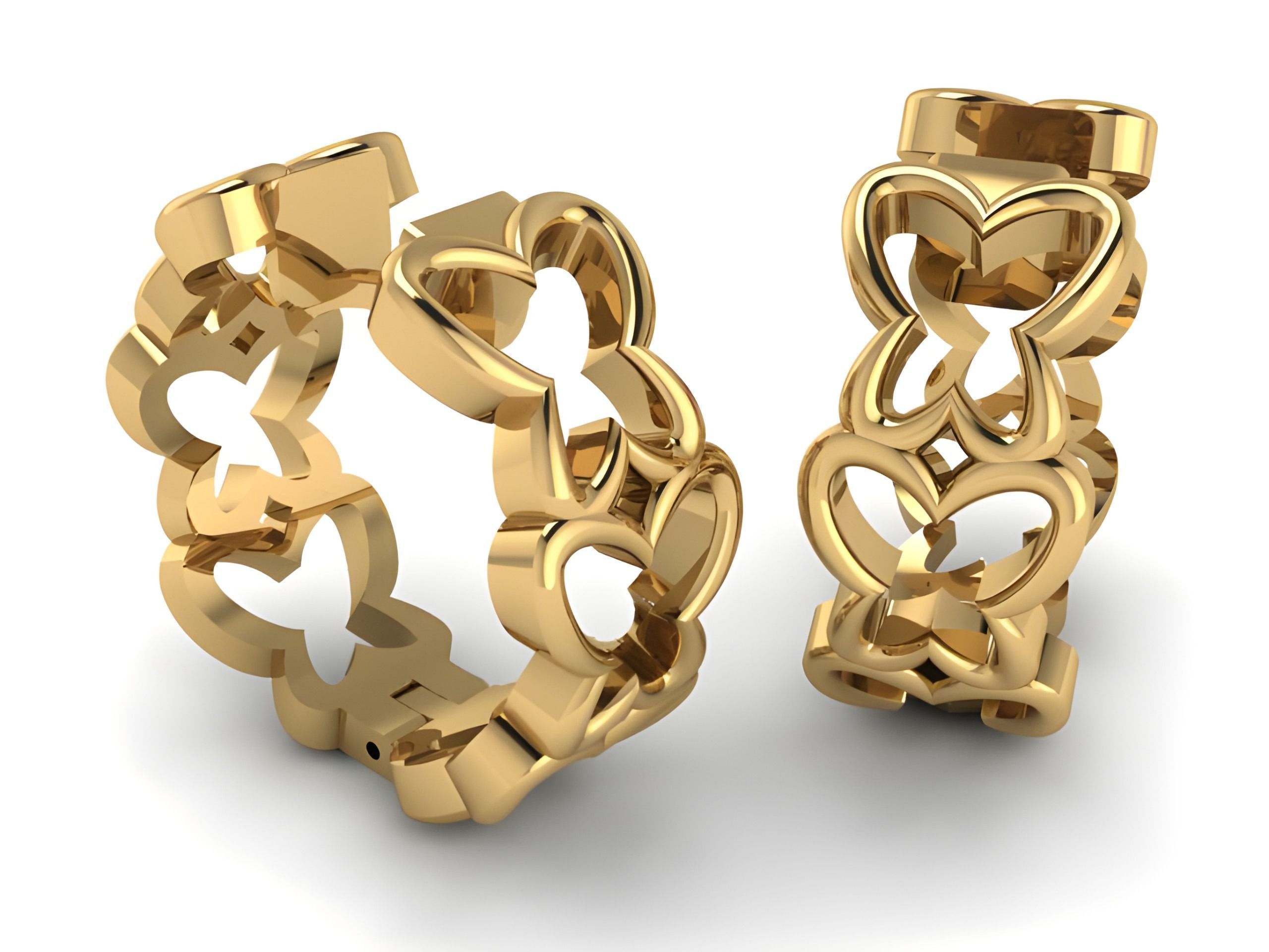 Butterfly Plain Gold Hoops Earrings 3D print model_3