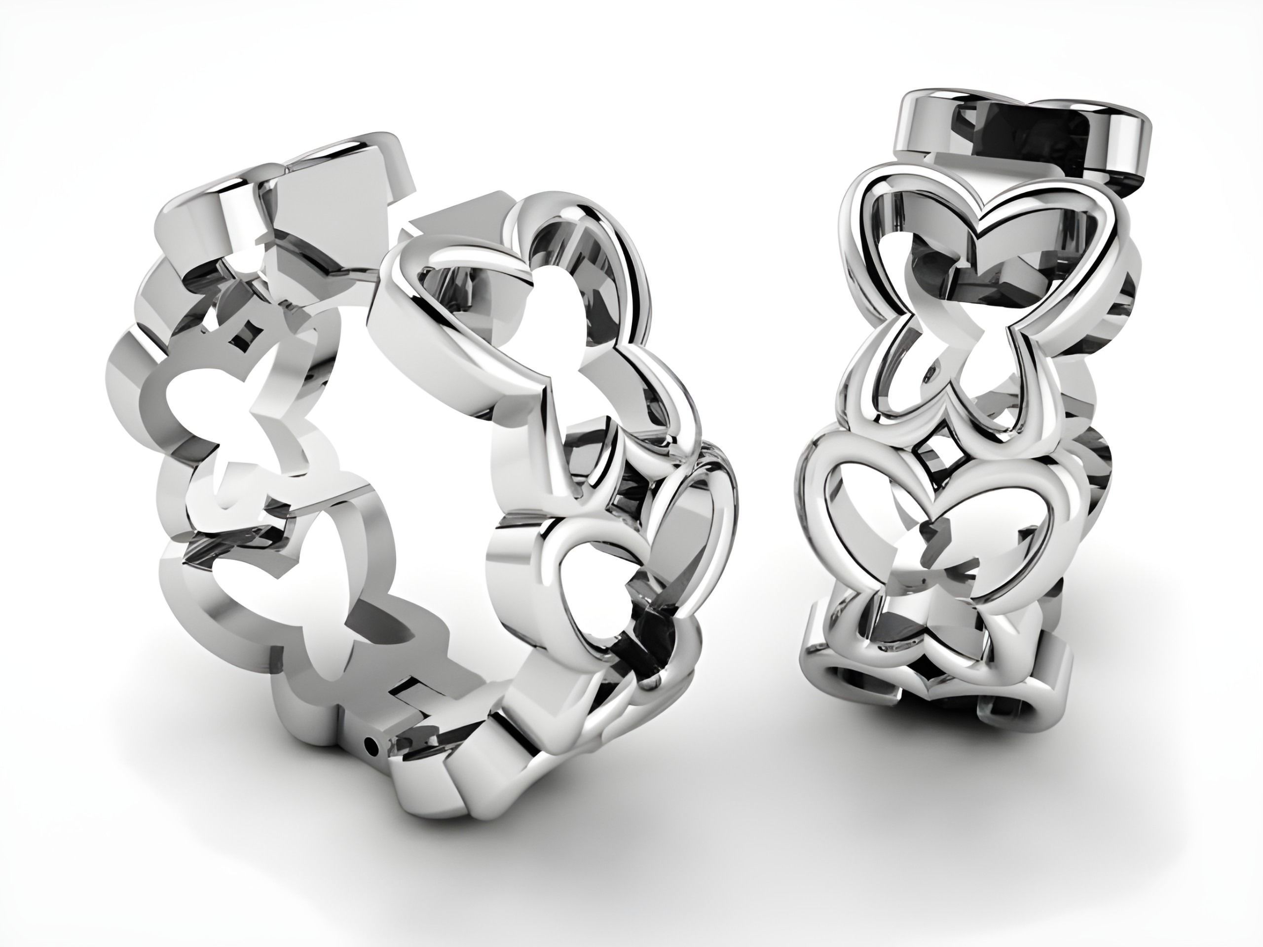 Butterfly Plain Gold Hoops Earrings 3D print model_1