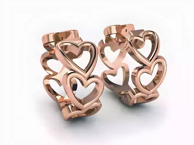 Heart Love Valentine Plain Gold Hoops Earrings 