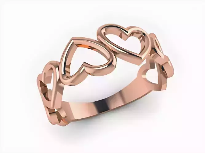 Heart Love Plain Gold Ring 3D print model