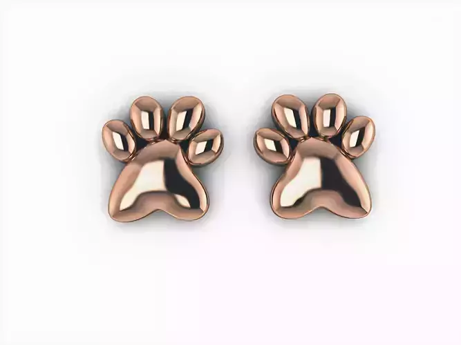 Dog Paw Studs Earrings 3D print model
