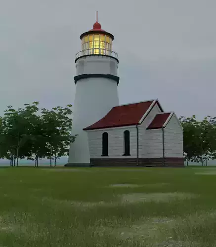 3D Model of a Detailed Lighthouse with Realistic Textures