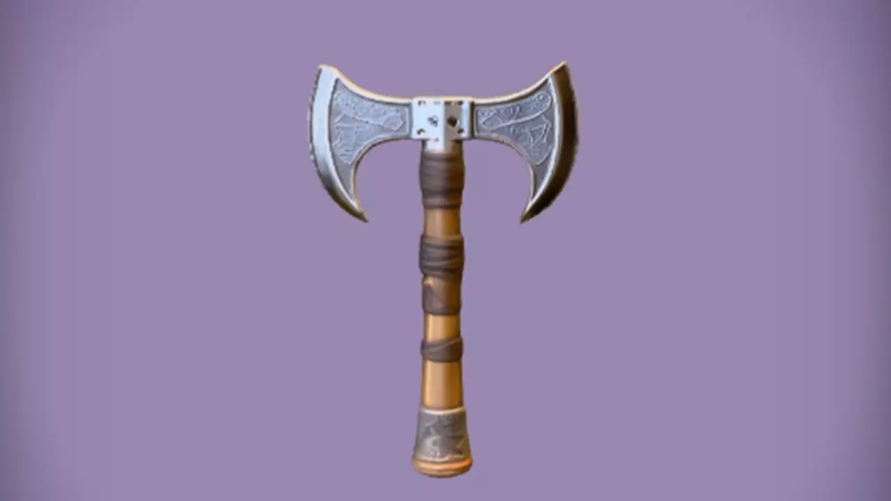ornate double headed axe 3D model_0