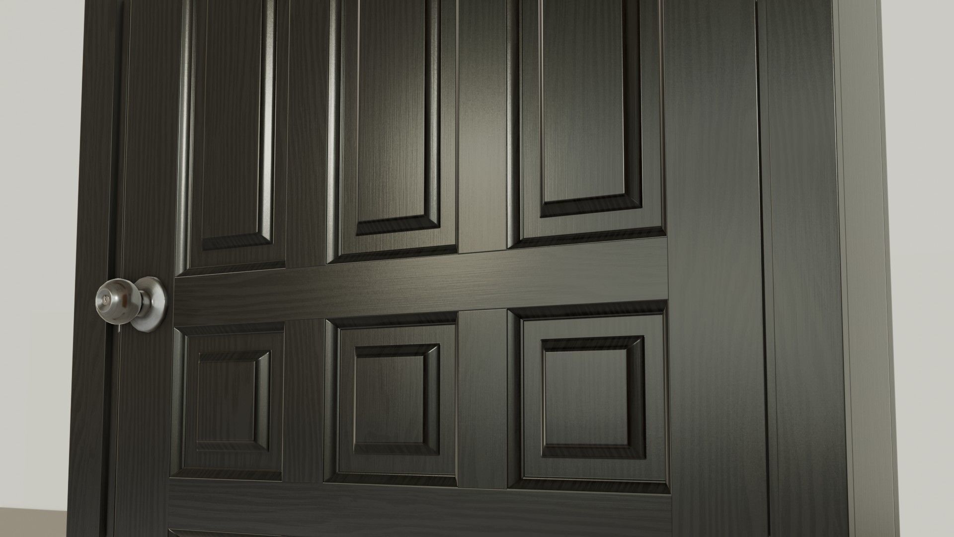 Wooden black door Low-poly 3D model_2