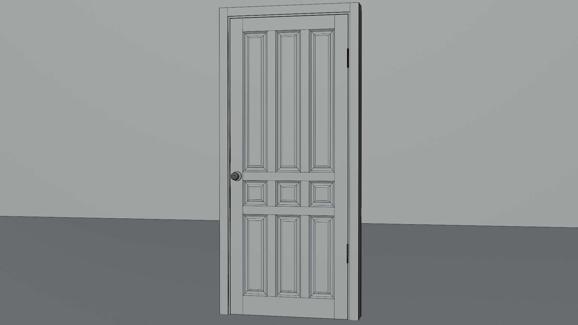 Wooden black door Low-poly 3D model_16
