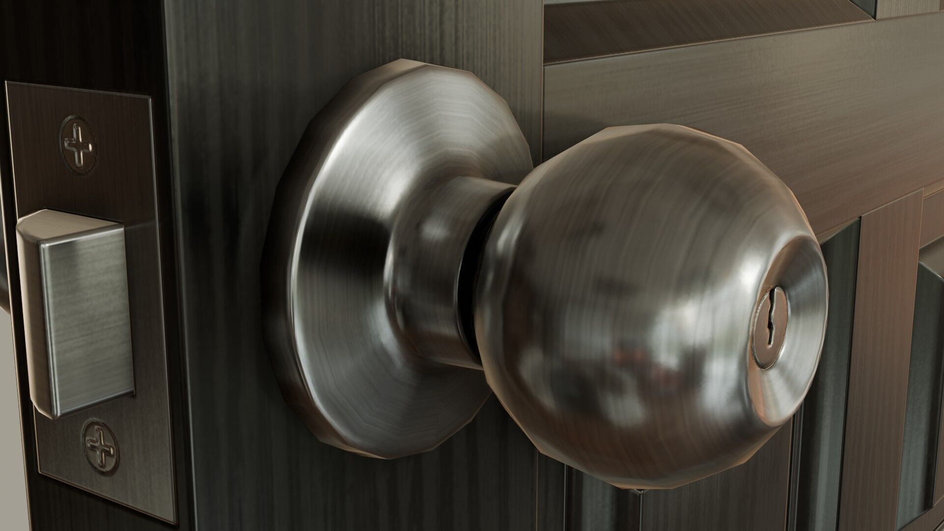 Wooden black door Low-poly 3D model_7