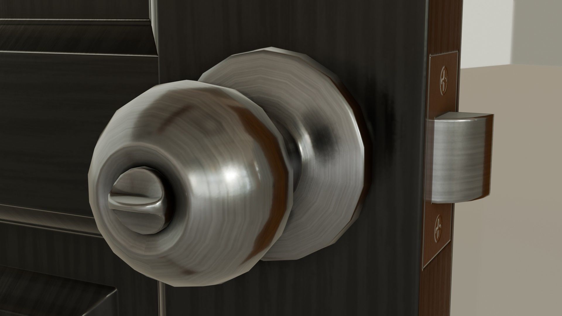 Wooden black door Low-poly 3D model_6