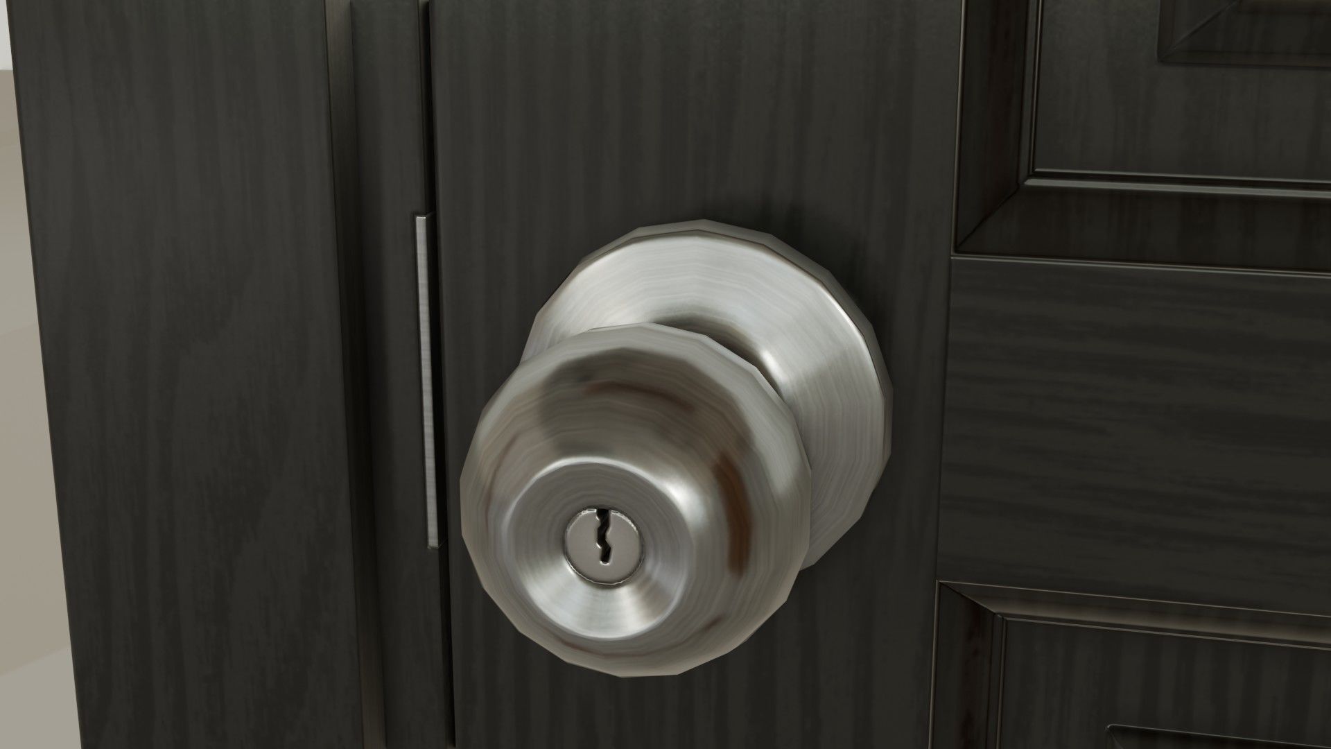 Wooden black door Low-poly 3D model_4