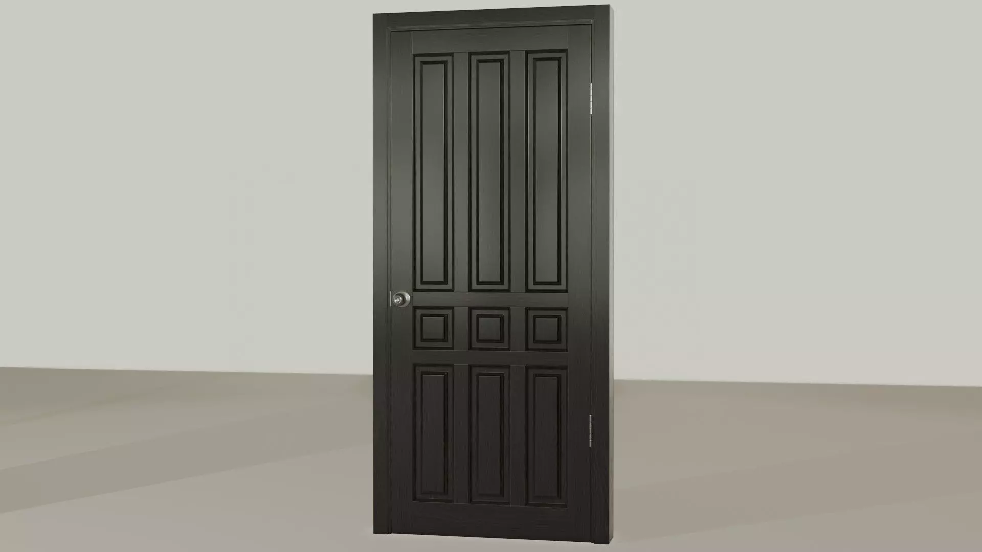 Wooden black door Low-poly 3D model_0