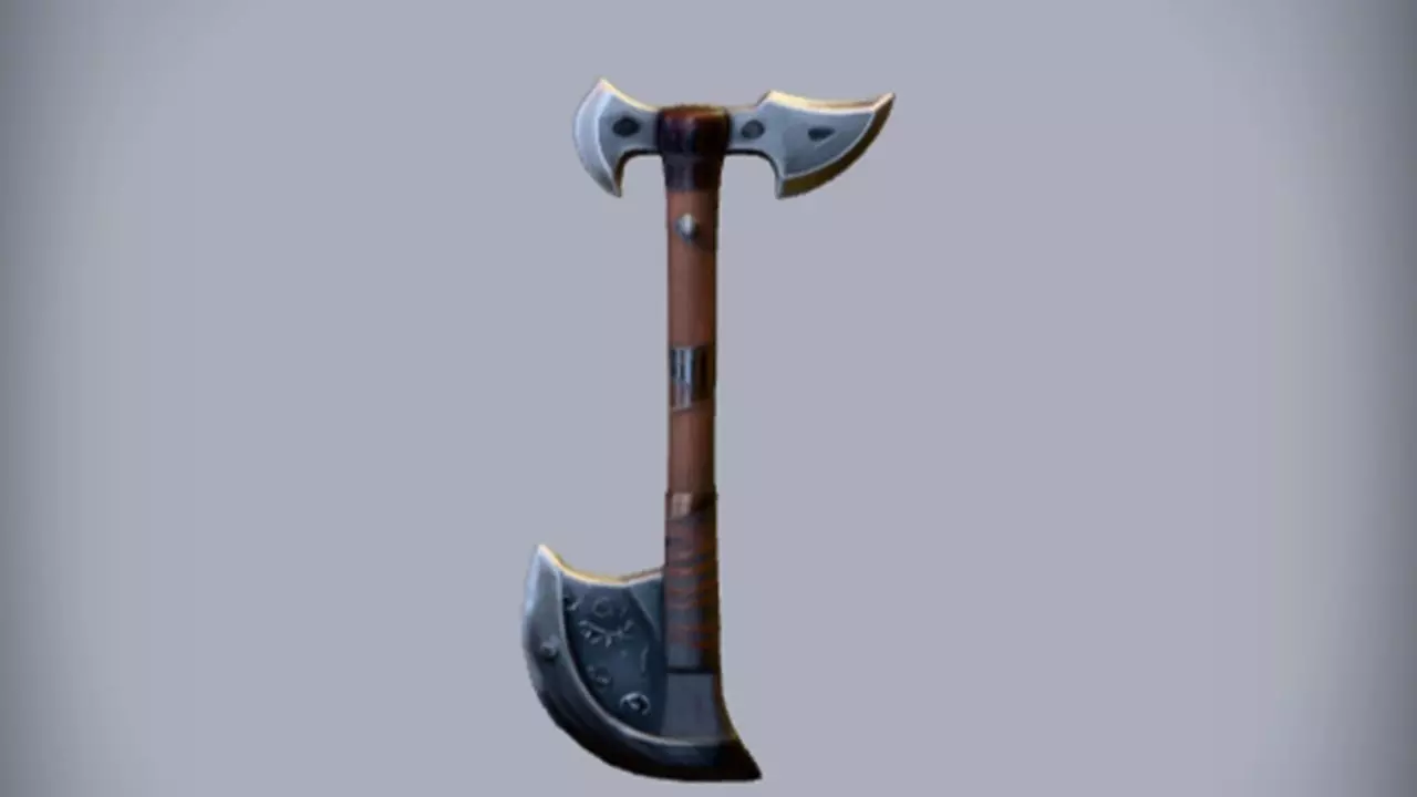 double sided medieval battle axe 3D model_0