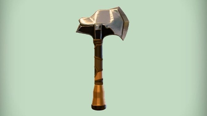 Wooden handled medieval axe 3D model