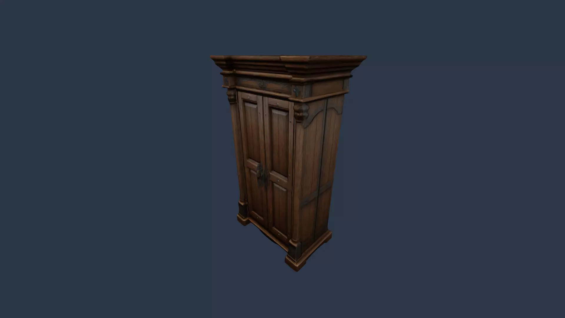 tall wooden closet 3D model_2