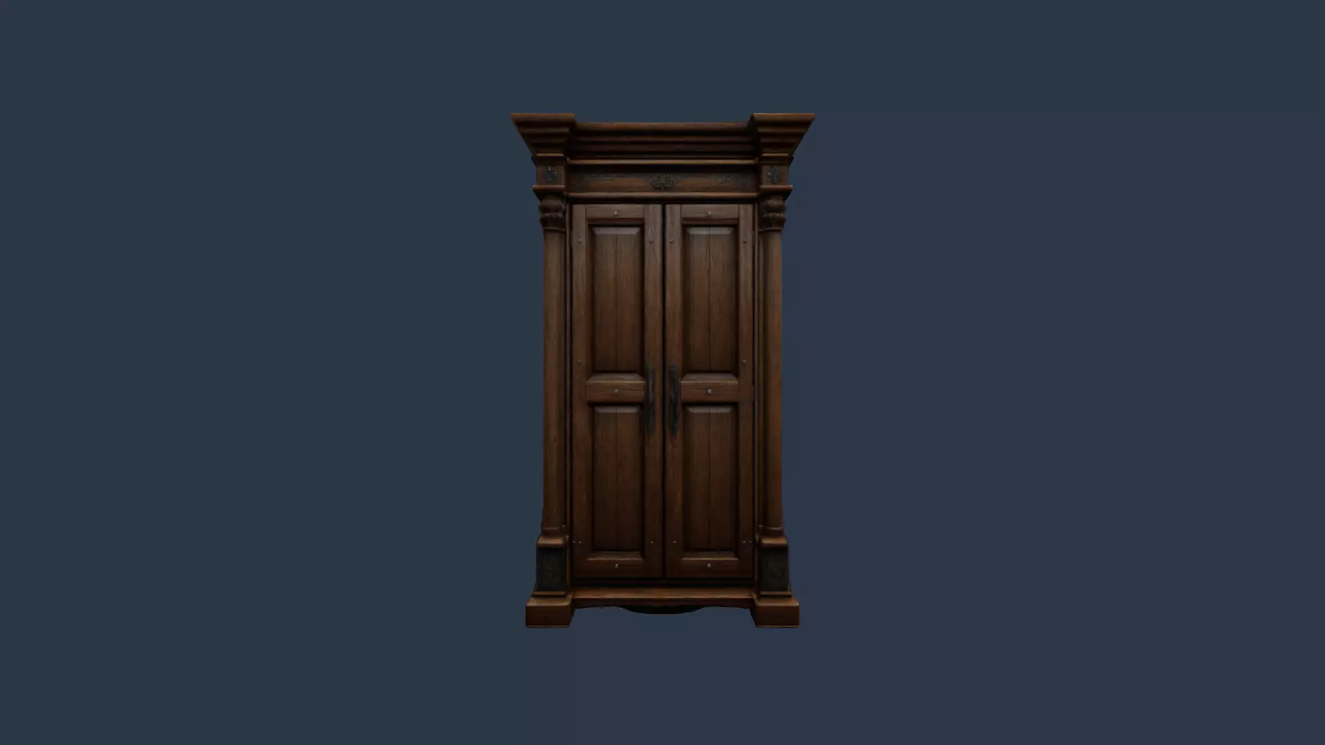 tall wooden closet 3D model_1