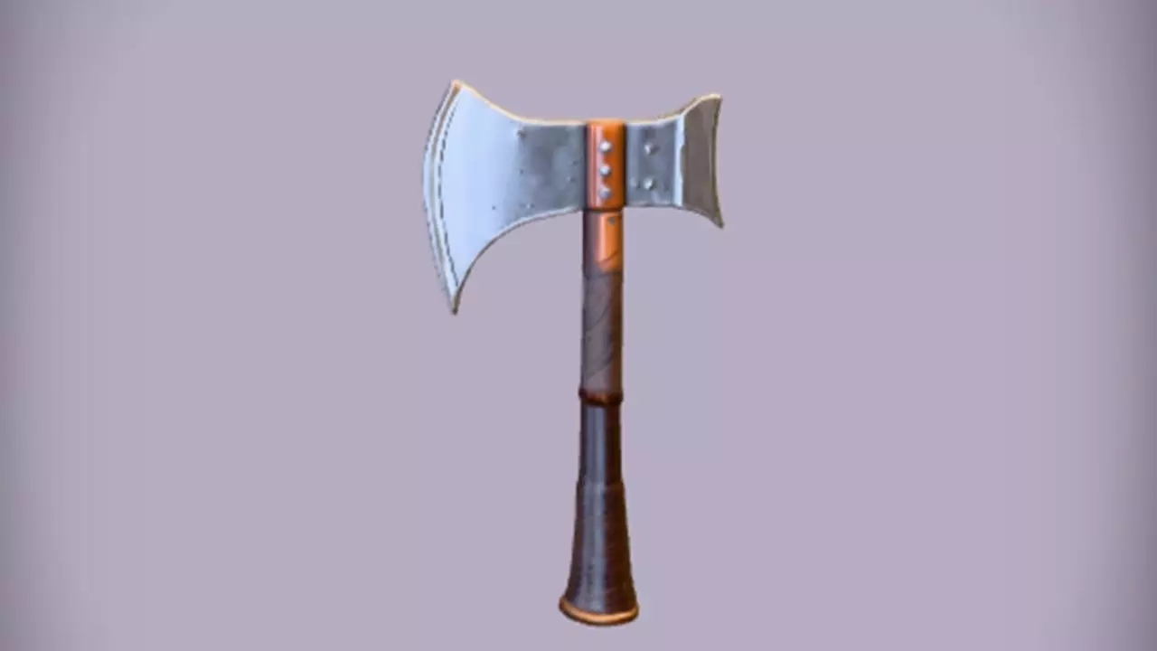 Medieval battle axe 3D model_0