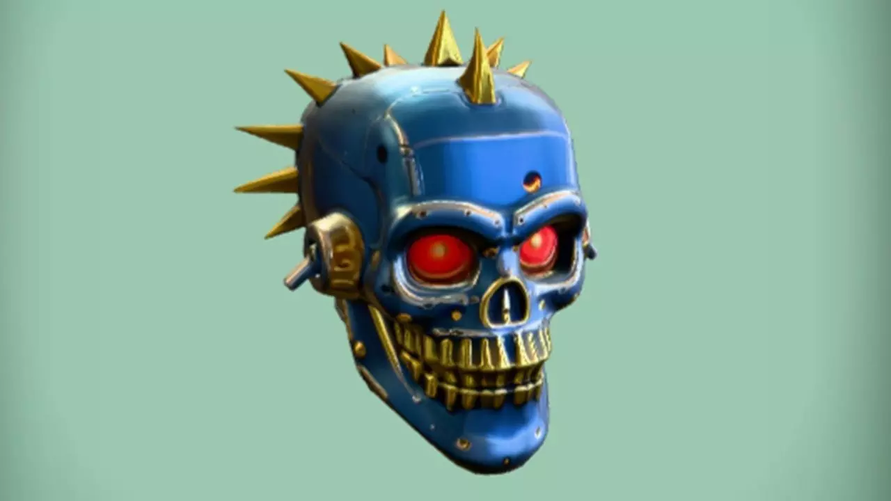 futuristic robotic skull 3D model_0