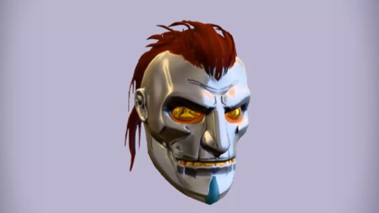 futuristic robotic character head 3D model_0