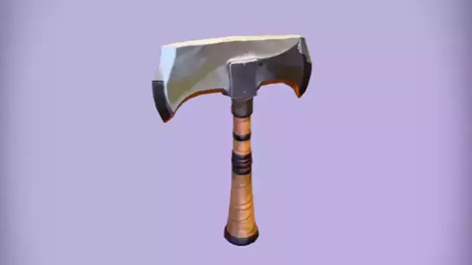 Battle axe with wooden handle 