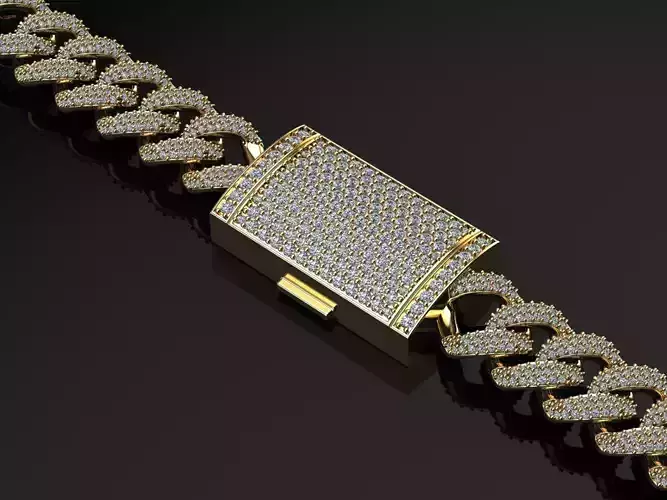 DIamond cuban chain with box clasp lock