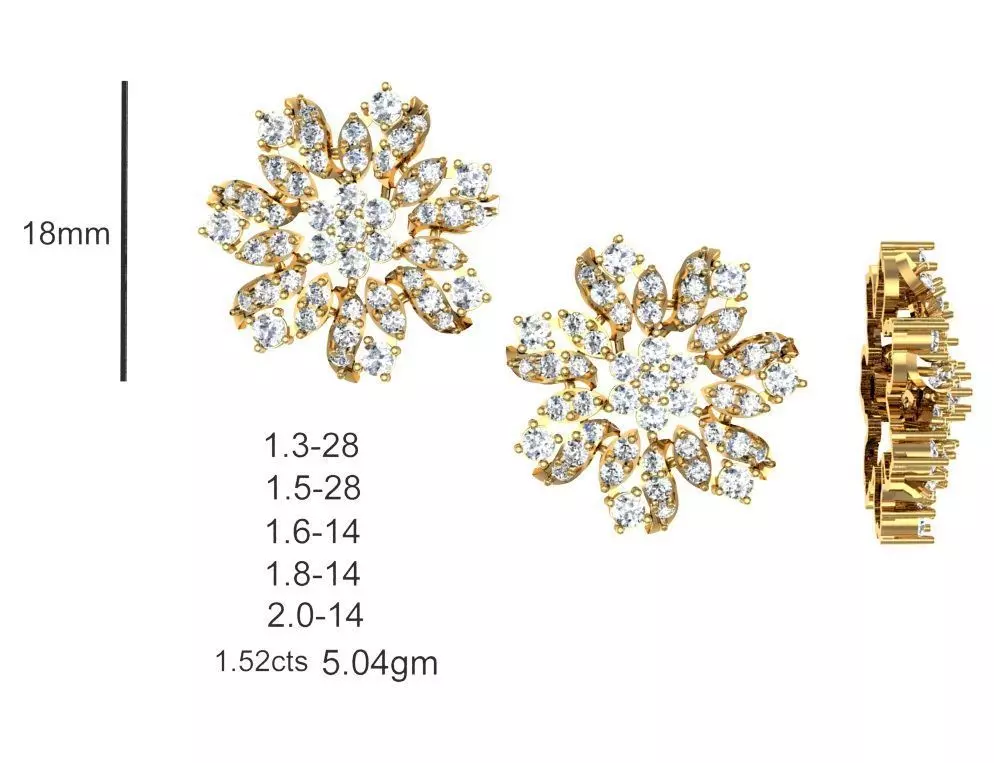  Women Earrings MTL MGX STL OBJ FBX Details 3D print model_0