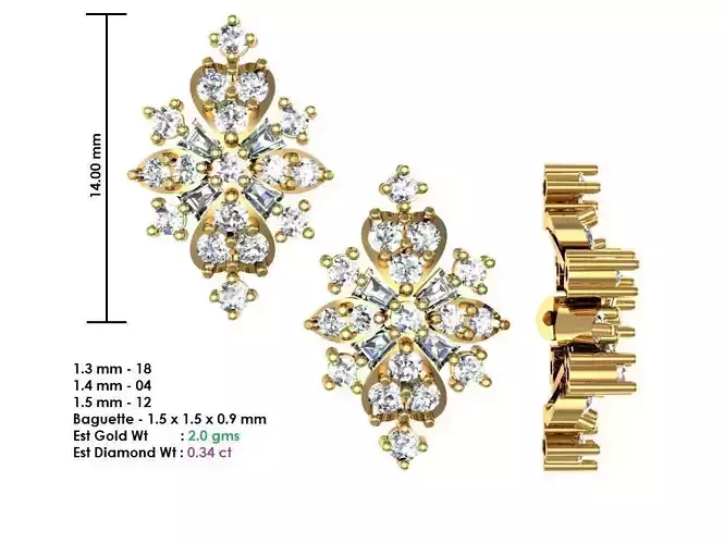  Women Earrings MTL MGX STL OBJ FBX Details 3D print model