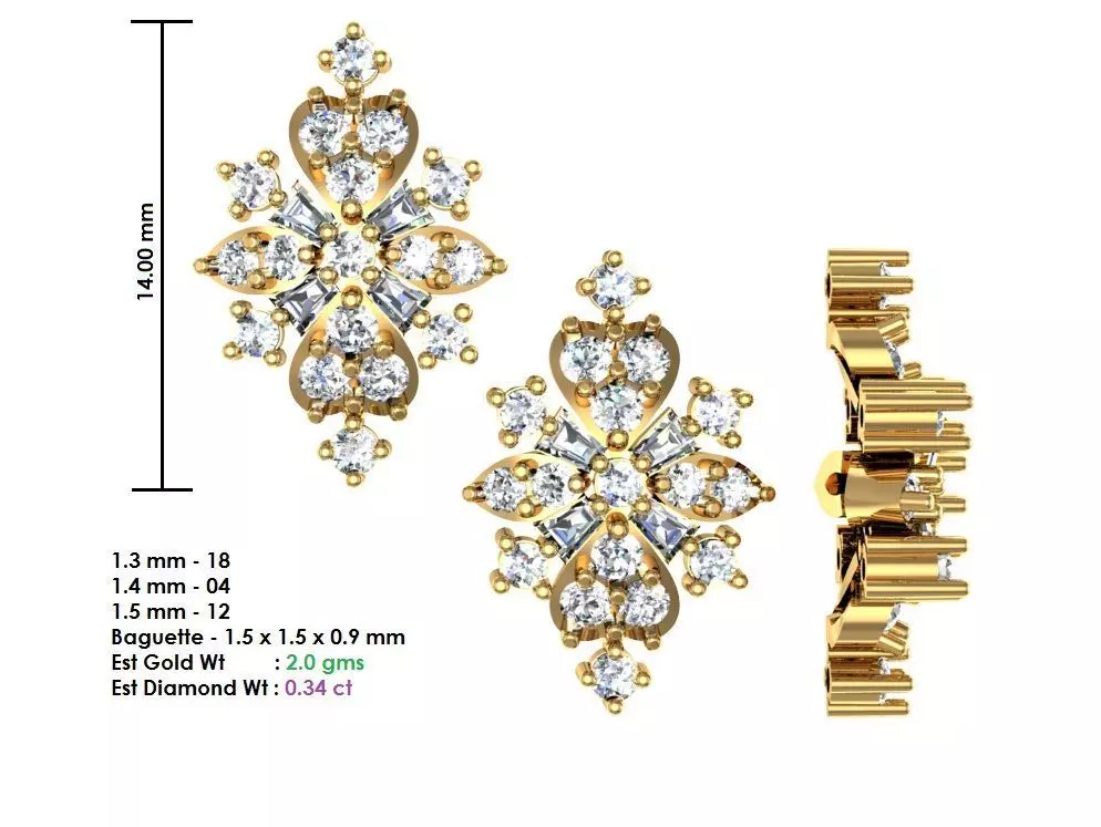  Women Earrings MTL MGX STL OBJ FBX Details 3D print model_0