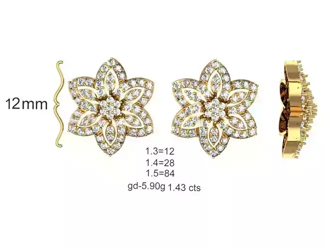  Women Earrings MTL MGX STL OBJ FBX Details 3D print model
