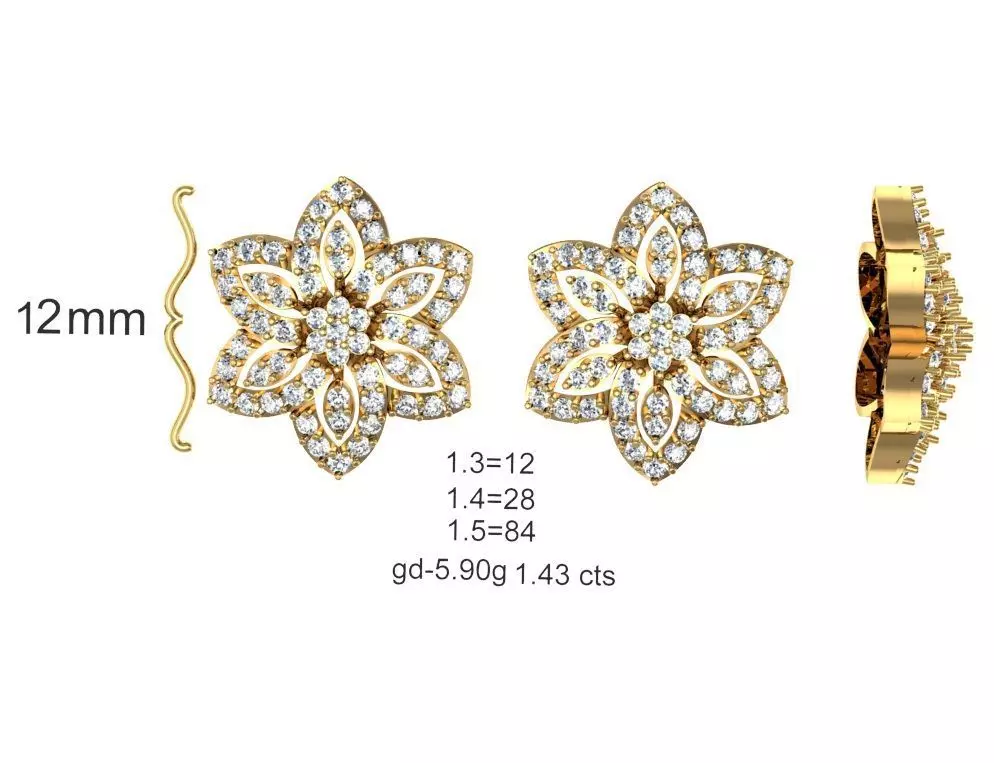 Women Earrings MTL MGX STL OBJ FBX Details 3D print model_0