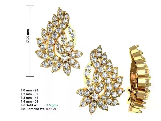  Women Earrings MTL MGX STL OBJ FBX Details 3D print model
