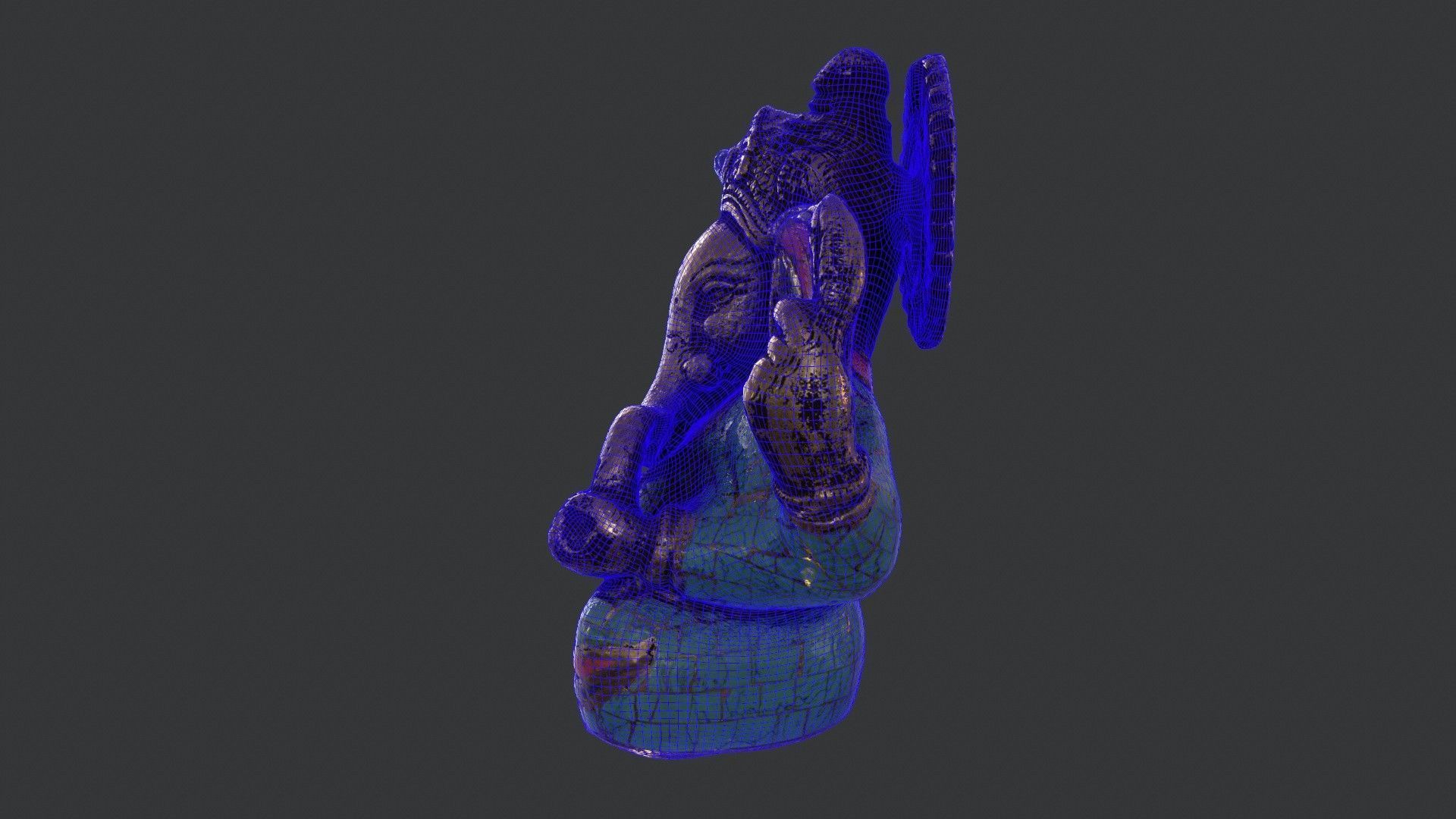 Golden Ganesh Statue 3D model_13