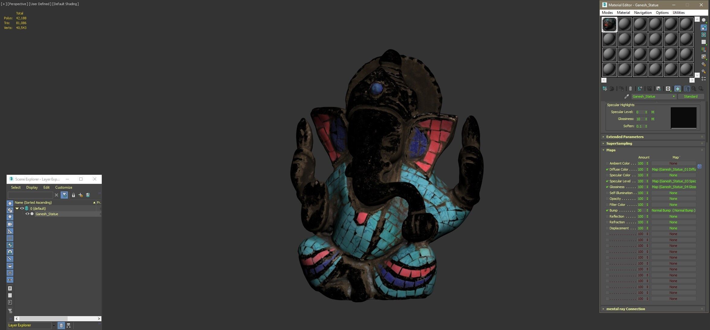 Golden Ganesh Statue 3D model_19