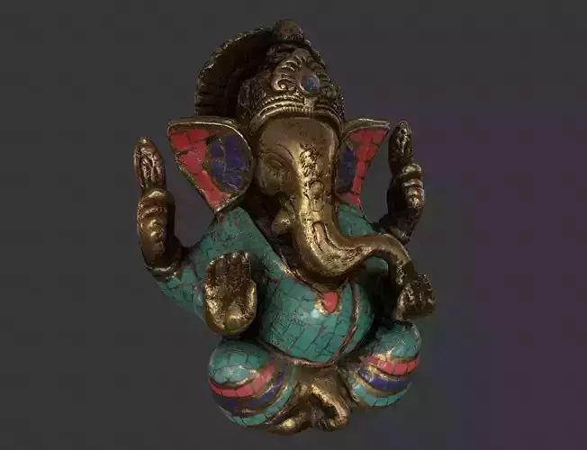 Golden Ganesh Statue 3D model