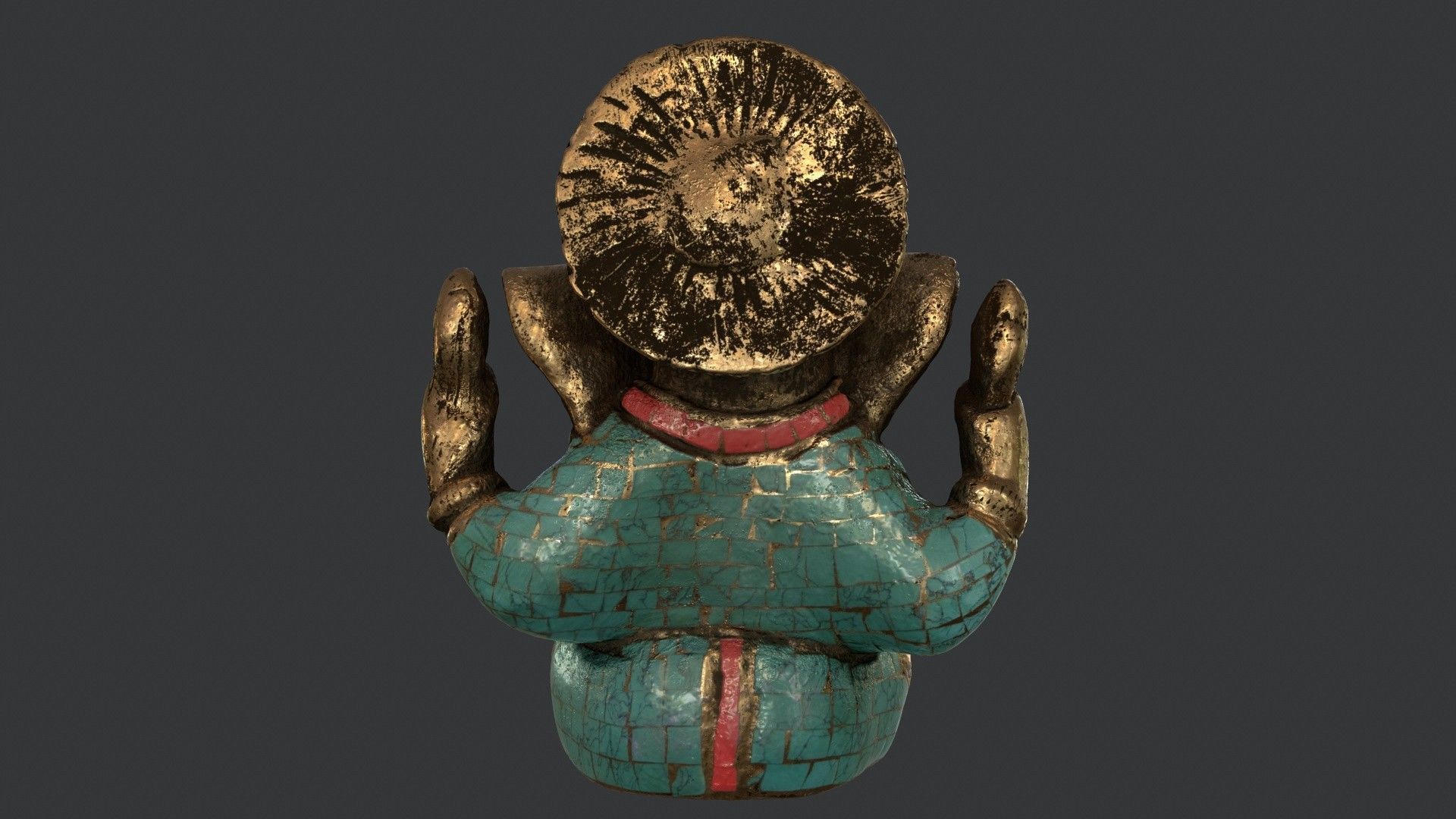 Golden Ganesh Statue 3D model_5