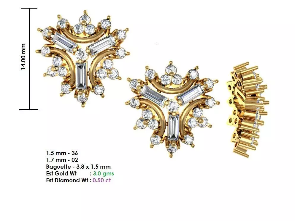 Women Earrings MTL MGX STL OBJ FBX Details 3D print model_0