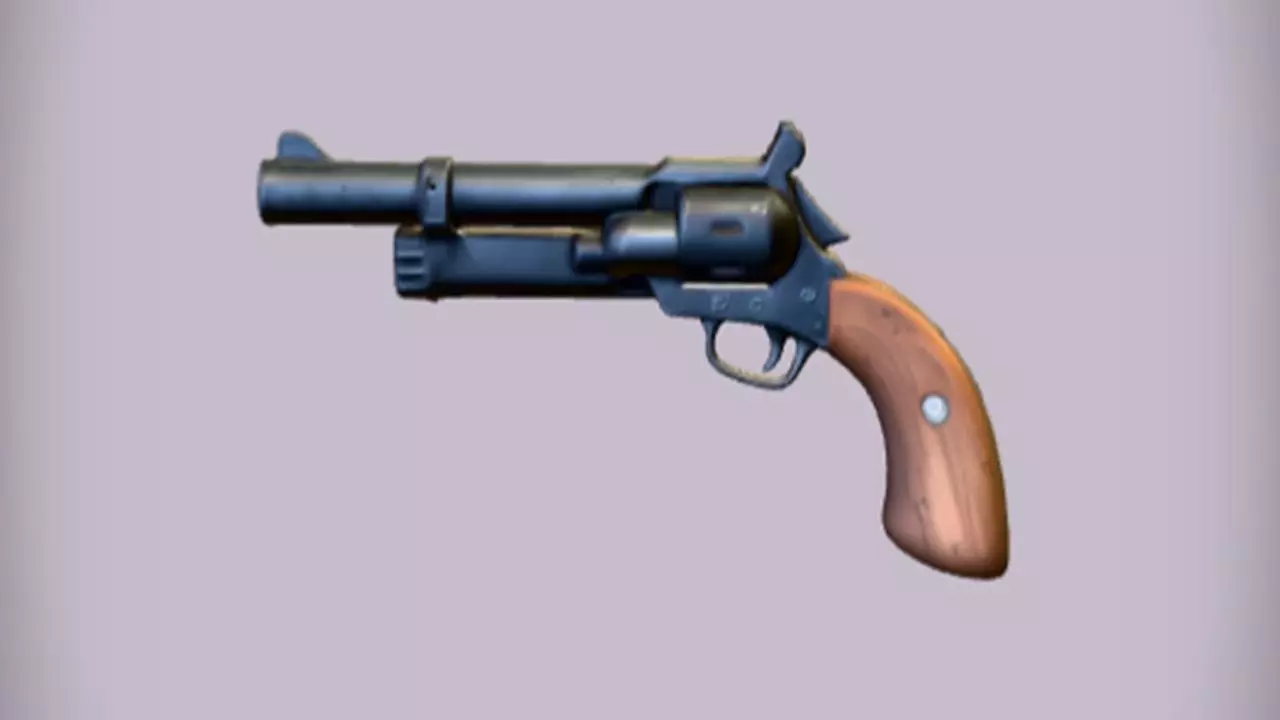 revolver with wooden grip 3D model_0